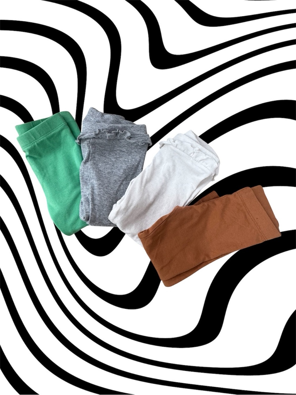 4-Pack Girls' Leggings — Green, Gray, White, Brown